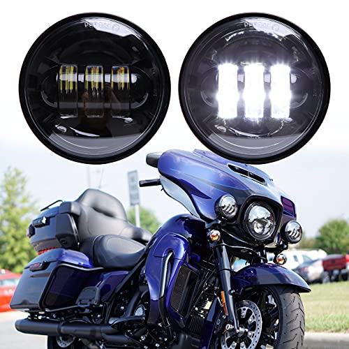 JMTBNO 2x 4,5 Pulgadas 30W Faros Auxiliares de Moto Lámpara de Conducción Auxiliar Luz Diurna Homologado Compatible con Harley Touring Road King Street Glide Road Electra Ultra Limited