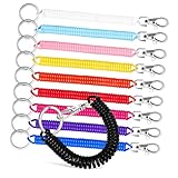 GARIOUANS 10 Piezas Elástico Extensible con Muelle con Mosquetón y Anilla Metálica Cuerda Retráctil para Llaves Bolso y Tarjetas Seguro y Flexible
