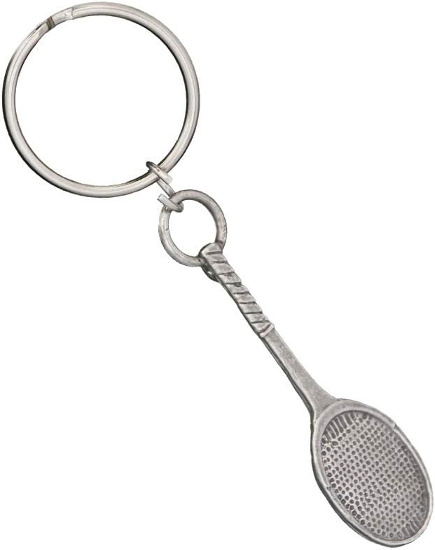 Tennis Raquet Keychain, A522KC, 2”, Pewter, 100% Handmade in the USA, Sport, Team, Metal, Keychain, Key Chain, Key Ring, Key Fob, Gift, Over 100 Keychain designs