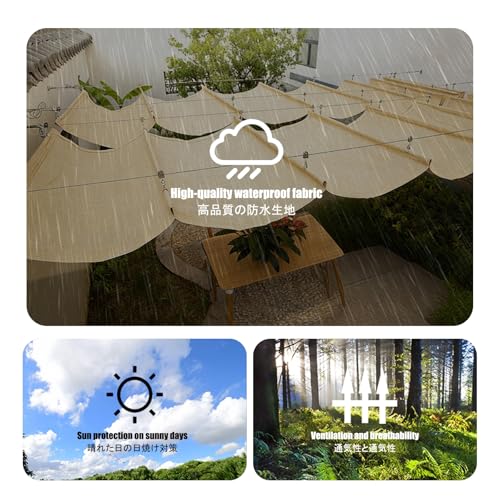 Voile d'ombrage télescopique avec kit de montage pour jardin 2,8x6m