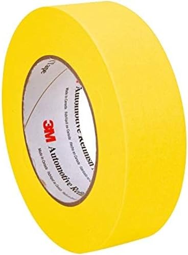 Automotive Refinish Masking Tape, 36 mm x 55 m, Yellow, 24 Pack – High-Performance Tape for Precise Auto Painting and Detailing