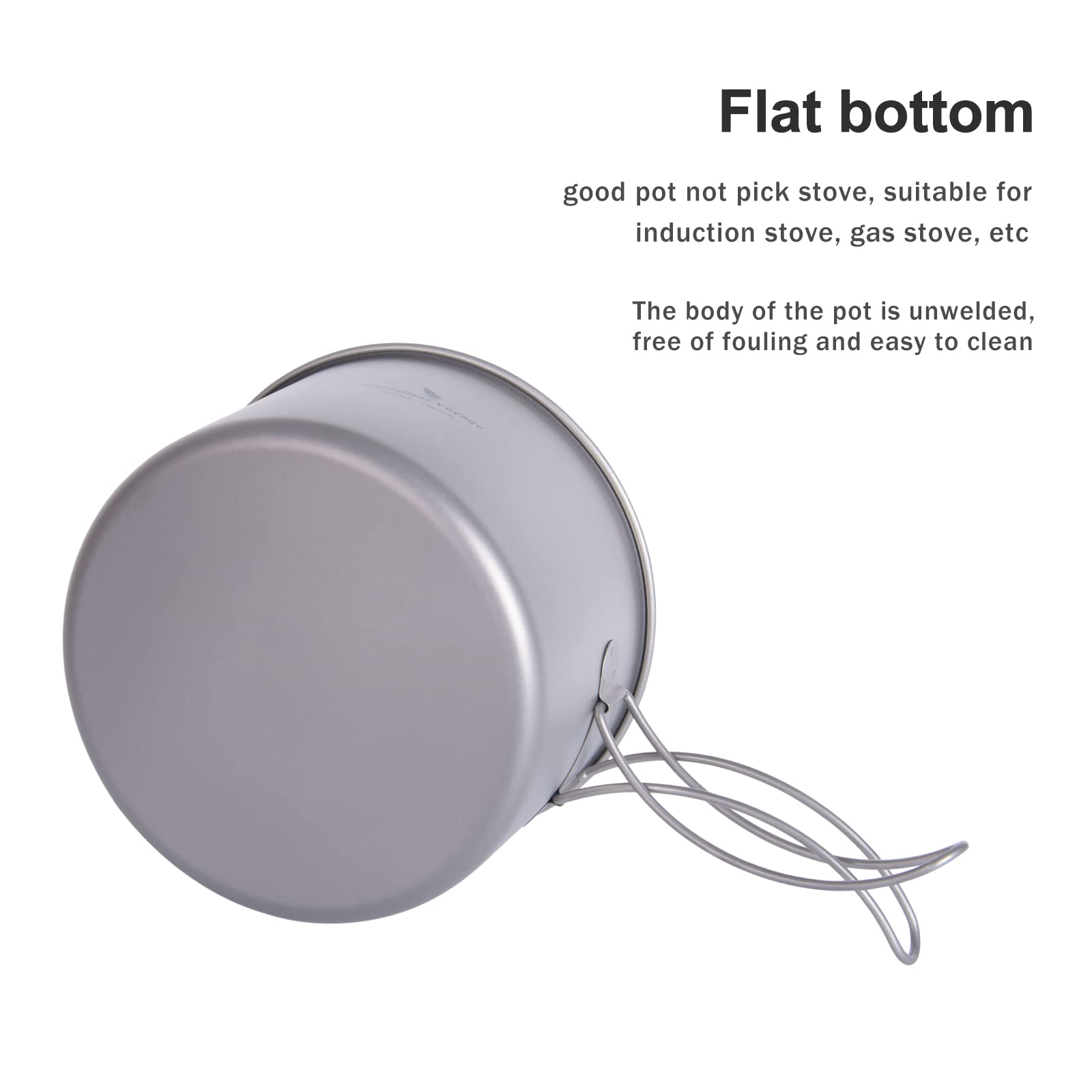 Boundless Voyage Ti2110C - Olla de titanio con sartén, utensilios de cocina para exteriores, juego de cocina de Tianio, con asas plegables dividibles