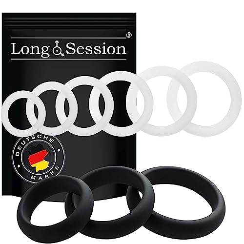 Long.Session® Penisring Set, Hodenring und Cockring Set aus Silikon, Penisringe für harte und lange Erektion, Sexspielzeug für Männer