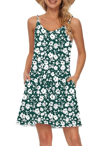 Image of MISFAY Women's Summer Spaghetti Strap Casual Beach Cover Up Dress with Pockets