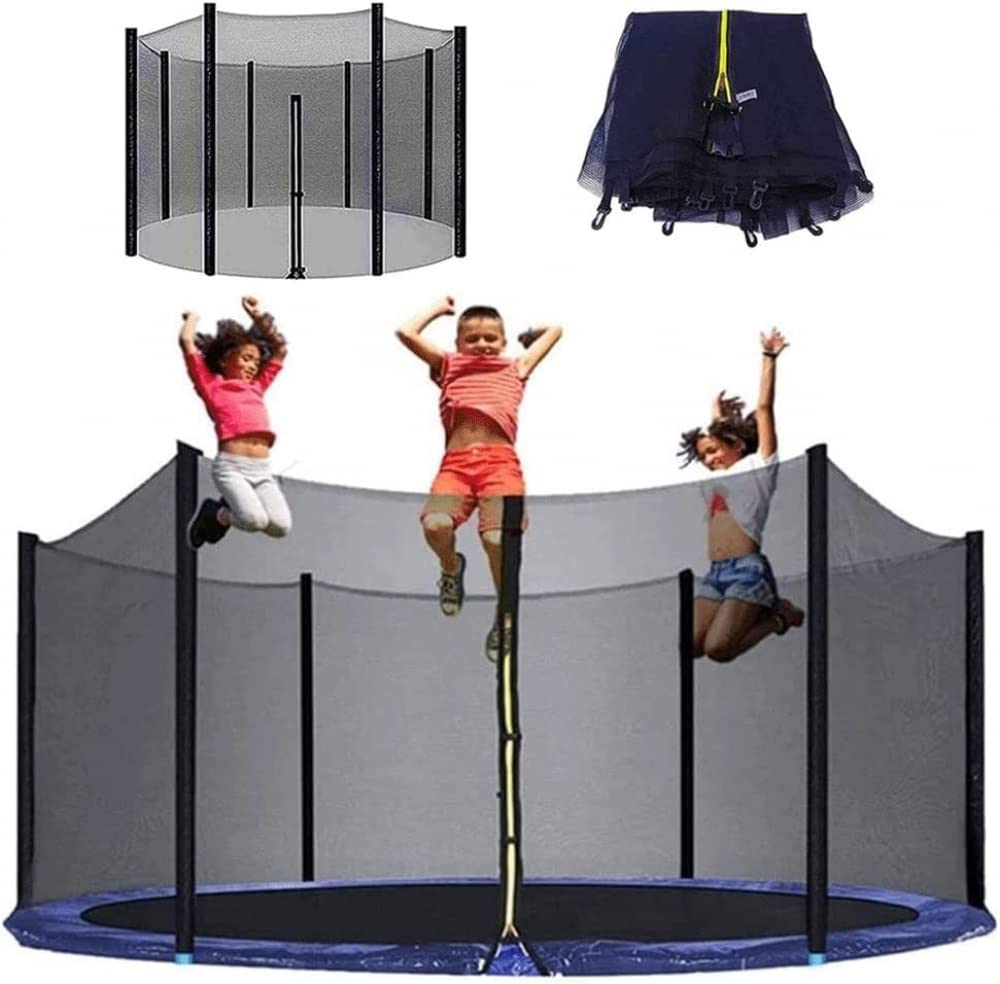 AYJIB 6ft/8ft/10ft/12ft Trampoline Safety Net Bounce Replacement Safety Nets Perfect Bounce Fits Most Trampolines,Protection Buckles & Enhanced Hook-Grey||8ft-6 poles