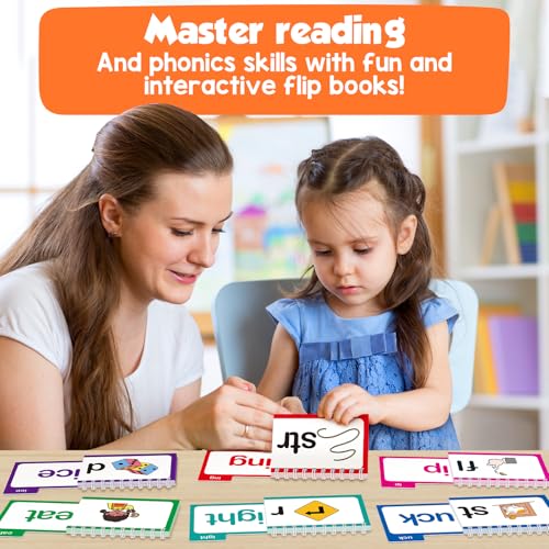 Image of Phonics Flash Cards Word Family Build Book,Learn to Read 30 Read and Rhyme Flip Books,Sight Words Flash Cards Kindergarten Phonics Flip Books for Kids Classroom Homeschool Preschool Learning Activity