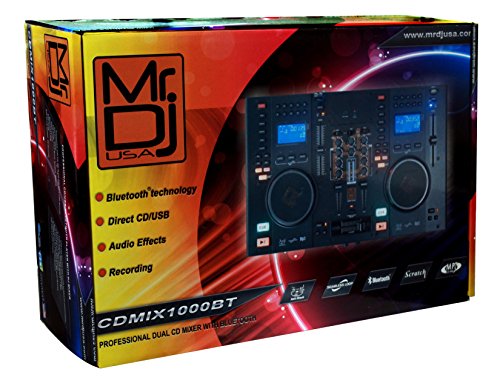 Mr. Dj CDMIX CDMIX1000BT Professional Dual CD Mixer with USB Card Slot and Bluetooth Technology