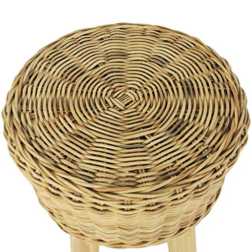 Tabouret de bar en rotin haut de gamme avec pieds en teck massif Mangloder
