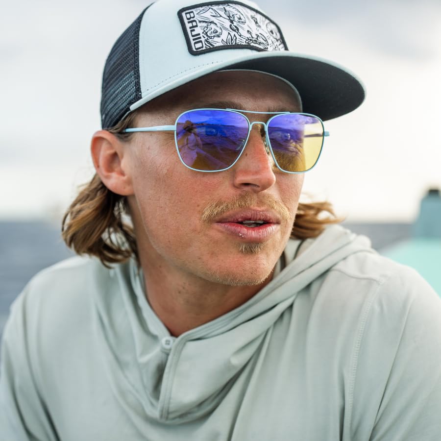 Bajio Snipes – Polarized Aviator – Glass & Poly Lenses – Stainless Frame – Large Fit • Medium Wrap – with LAPIS Tech4