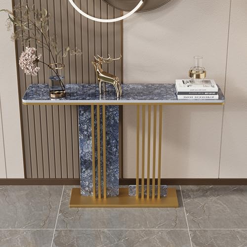 YITAYMLI Rectangle Stone Slab Accent Console Table,Ultra Narrow Entry Hall