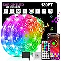 SHRIGHTLED Led Lights for Bedroom 130ft (2 Rolls of 65ft) Music Sync Color Changing, Bluetooth RGB Led Strip Lights with Remote and Smart App Control, for Room Lighting Flexible Home Décor