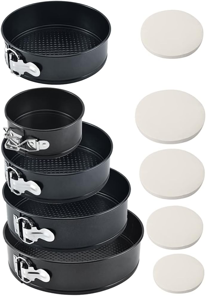 Tellshun 4 Pack Springform Pan 4, 7, 9, 10Inch Baking Mold Round Leakproof Nonstick Removable Bottom Bakeware for Cake, Cheesecakes, Pizza, and Quiches