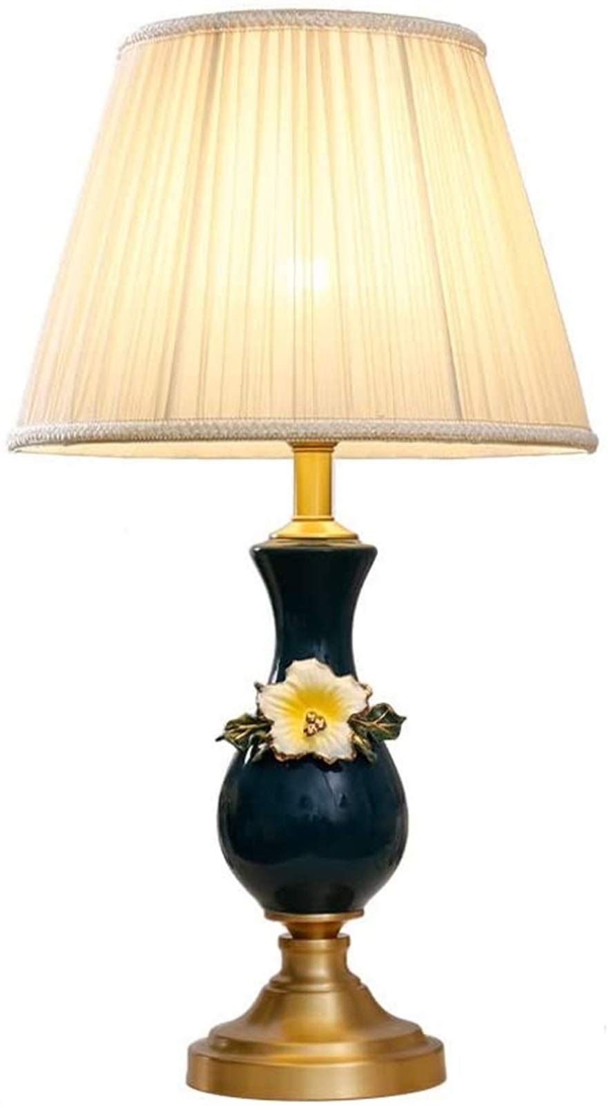 Elegancka malowana lilia ceramiczna stolik nocny do sypialni gabinet dekoracja salonu lampa biurkowa, (rozmiar: ściemniacz)