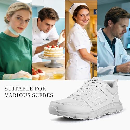 Image of Jacata Non Slip Arch Support Work Shoes for Men /Women Food Service Comfortable Chef Walking Shoes Restaurant Kitchen Crews Health Care Sneakers
