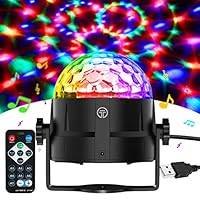 Gobikey Discokugel, 360° Rotierende Musik Activated Discolicht LED Party Lampe mit Fernbedienung- 3W RGB Dynamisch Disco Lichteffekte, 4M/13ft USB,Partylicht für Party/Halloween/Hochzeit
