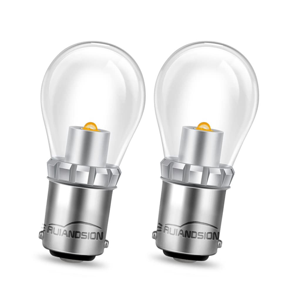 Ruiandsion BA15D Warm White LED Bulb 6-24V 1130 1142 1176 Interior Replacement Light for Car Trailer Marine RV Camper Boat Warm White Fit 1130 1142 1176,2PACK