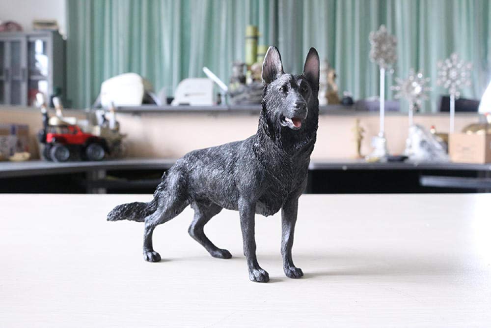 YNIYUJKL Sculpture Statue Figurine Animal Decor Statue Ornaments German Shepherd Simulation Dog Model Black Back German Shepherd Animal Dog Car Decoration Black