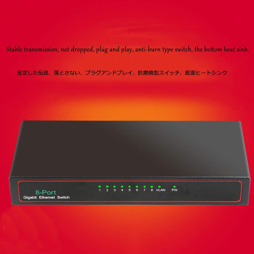 8-portowy przełącznik Ethernet Gigabit Desktop, przełącznik Gigabit z niezarządzanego metalu Monitoruj rozgałęźnik sieci Anti-Burn i Anti-Loop.
