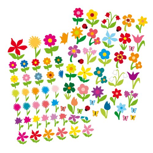 Gommettes fleurs couleurs, tailles assorties - 87 pièces - 16 x 22 cm Cover