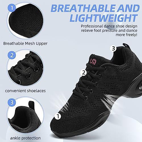 PPQ Women's Jazz Shoes Lace-up Sneakers Modern Dance Shoes Air Cushion Platform Walking Dance Shoes3