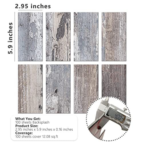 Stickgoo 100-Pieces Peel And Stick Backsplash, 3" X 6" Pvc Wall Tile, Rustic Wood Stick On Backsplash For Kitchen/Bathroom/Fireplace #TOP3