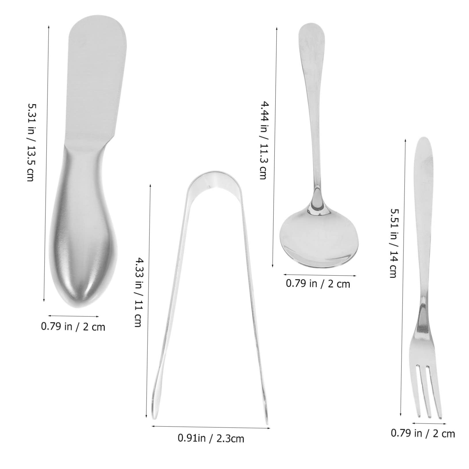 STOBAZA Stainless Steel Cheese Knife Fork Spoon Set Cheese Board Tools Silverware Party Hosting Set