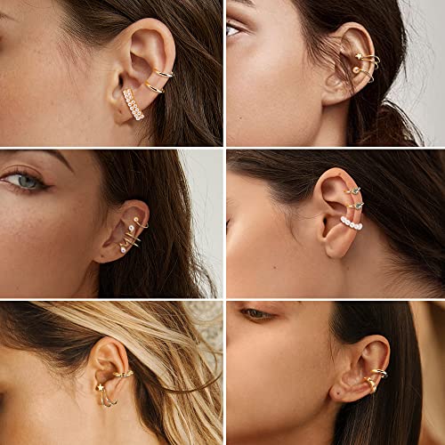 Dochais 52 Pcs Ear Cuff, Helix Cartilage Clip On Earrings Ear Cartilage Clip On Wrap Earrings Ear Cuffs For Women Men Non Piercing Ear Clip Fake Earrings Cartilage(Gold/Silver) #TOP3