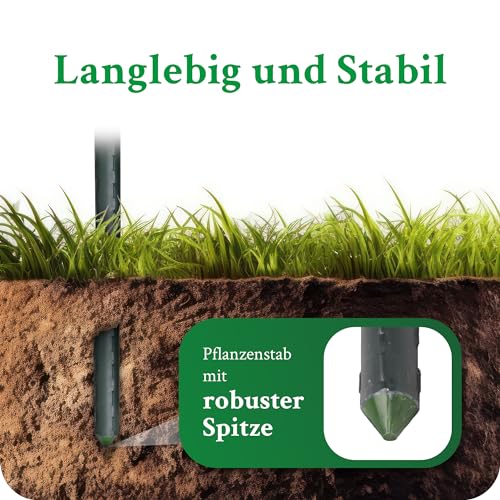 Novatool Pflanzstäbe 110 cm, 20 Stück, grün, 11 mm, Metallrohr