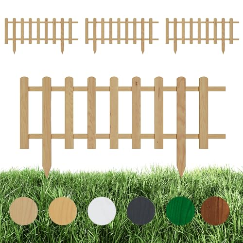 Floranica 4 psc Clôture de jardin décorative en bois de pin 30 cm x 100 cm Nature Clôture avec Poteaux pour Jardin Clôture en piquets Clôture à planter Clôture en lattes