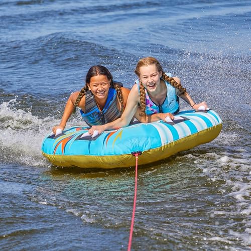 Image of RAVE Sports Razor Inflatable Towable Tube, 1-2 Riders, Unique Skim-Fast Bottom Coating, Nylon Cover, Four Foam-Filled Reinforced Handles, Quick Connect Tow Point, Boat Tubes and Towables