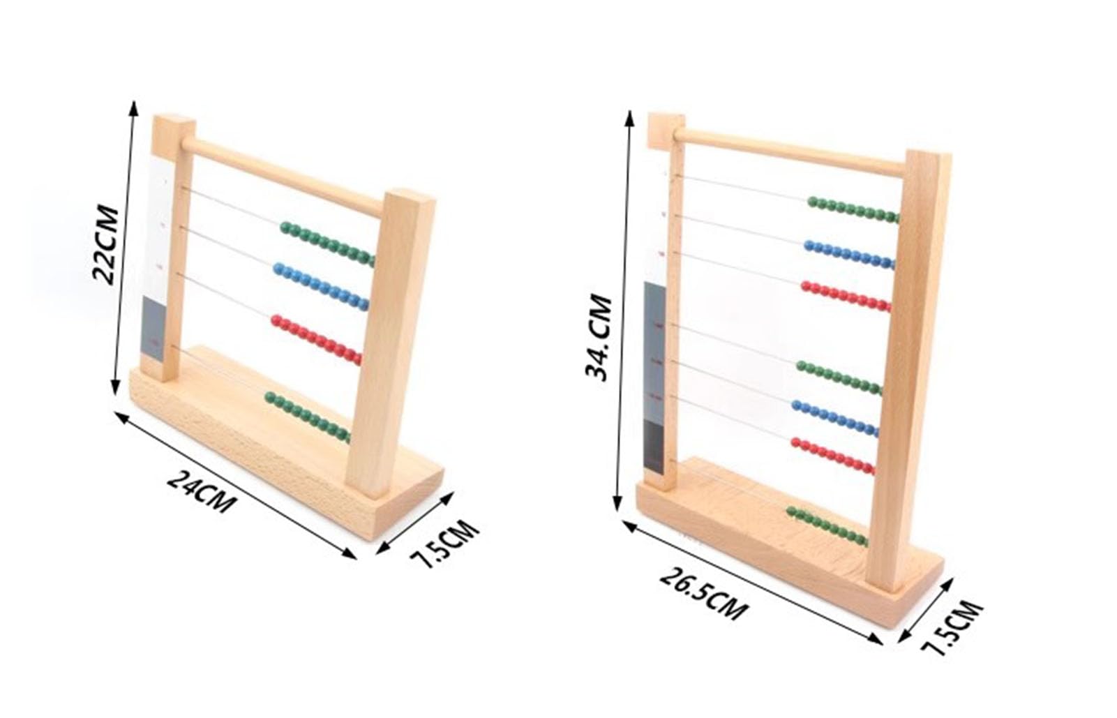 Montessori Matematyczna ramka z koralikami, drewno bukowe, edukacja przedszkolna, liczydło, mała