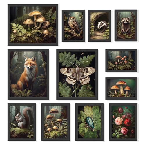 Grande impression d'art encadrée vintage pour salon chaleureux style cottagecore