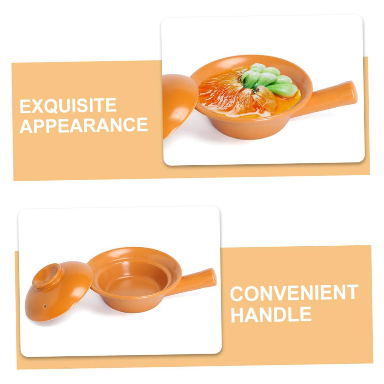 STOBAZA Olla De Cerámica Grande Con Asa Para Cocinar En Estufa Resistente Ideal Para Sopa y Alimentos Infantiles