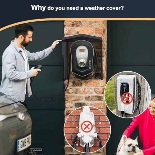 Image of EV MASTER EV Charger Weather Protection Cover | Heavy-Duty Alloy Steel Wall-Mount Rain Shield & Protective Roof for Electric Vehicle Charging Station, Universal Fit for Home Wallbox Chargers