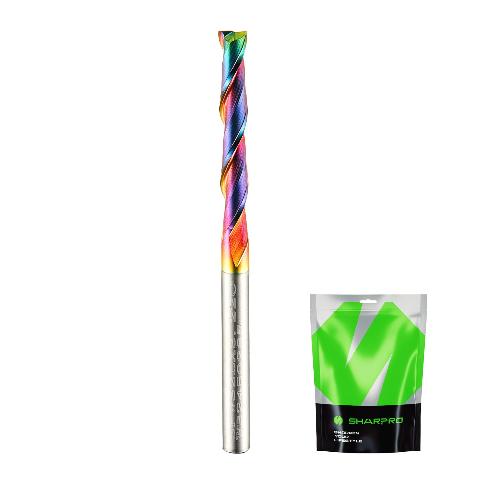 Upcut Spiral Router Bit 1/8 Inch Shank 1/8 Inch Cutting DIA. 22mm CL. 50mm OVL. Quark Smooth Coating Up Cut Solid Carbide CNC Bit, Ideal for Wood Cutting, Slot Mortise, Engraving