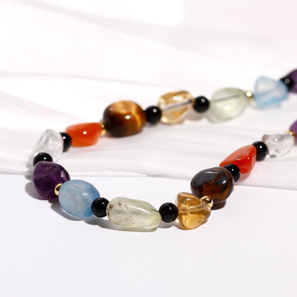 Jewever 7 Chakra Crystals and Stones Anklet Irregular Tumbled Gems Beaded Ankle Bracelets for Women Spiritual Energy Meditation Yoga Healing Jewelry Mom's Gifts - Image 7