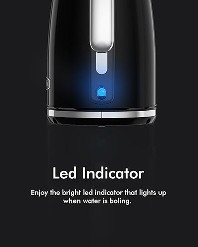 Miniatura 5 de Hervidores Eléctricos 1500W para Hervir Agua, Longdeem Retro 1.7L Hervidor de Agua Caliente de Acero Inoxidable con Apagado Automático y Protección