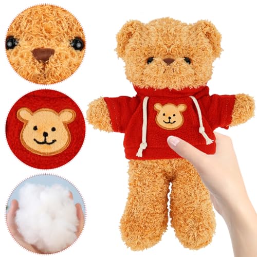 Kuscheltier Teddybär Plüschtier, kuscheltier bär mit Kapuze，Stofftier Schmusetier zum Kuscheln & Spielen, Plüschtier Teddybär Geschenk, Teddybär Plush Dekoration für Jungen und Mädchen (Rot 30cm)