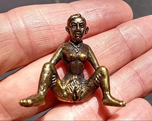 Miniatura 3 de Latón Desnudo Desnudo Señora Sentada Bendición Budista Buena Suerte Amuleto Tailandia