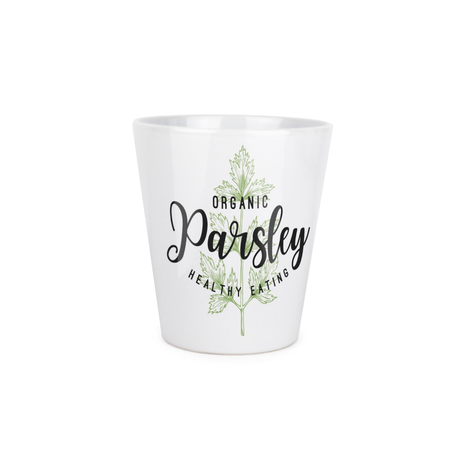 Purely Home Parsley Herb Plant Pot - Cooking Ingredients Green Herbs Small Ceramic Indoor Plant Pot with Drainage Hole - Homeware Gift 9cm Diameter Flower Pot