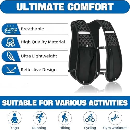 Image of Running Vest for Men, Hydration Bag with Lightweight Design, Chest Bag for Runners, Marathon Equipment with Reflective Strips, Tactical Vest for Hiking and Cycling(Grey)