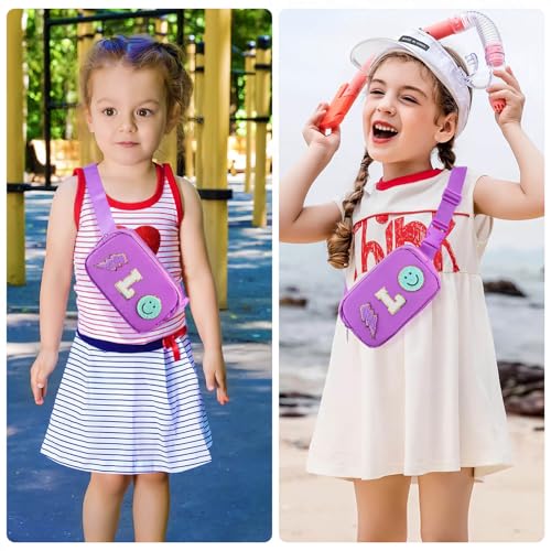 Image of PainZieteg Fanny Pack for Girls Chenille Letter Belt Bag Crossbody for Kids | Preppy Nylon, Waterproof, Gold-Plated Zipper, Adjustable Strap, Birthday Christmas Easter Gifts for 4-13 Year Old Teen Girls