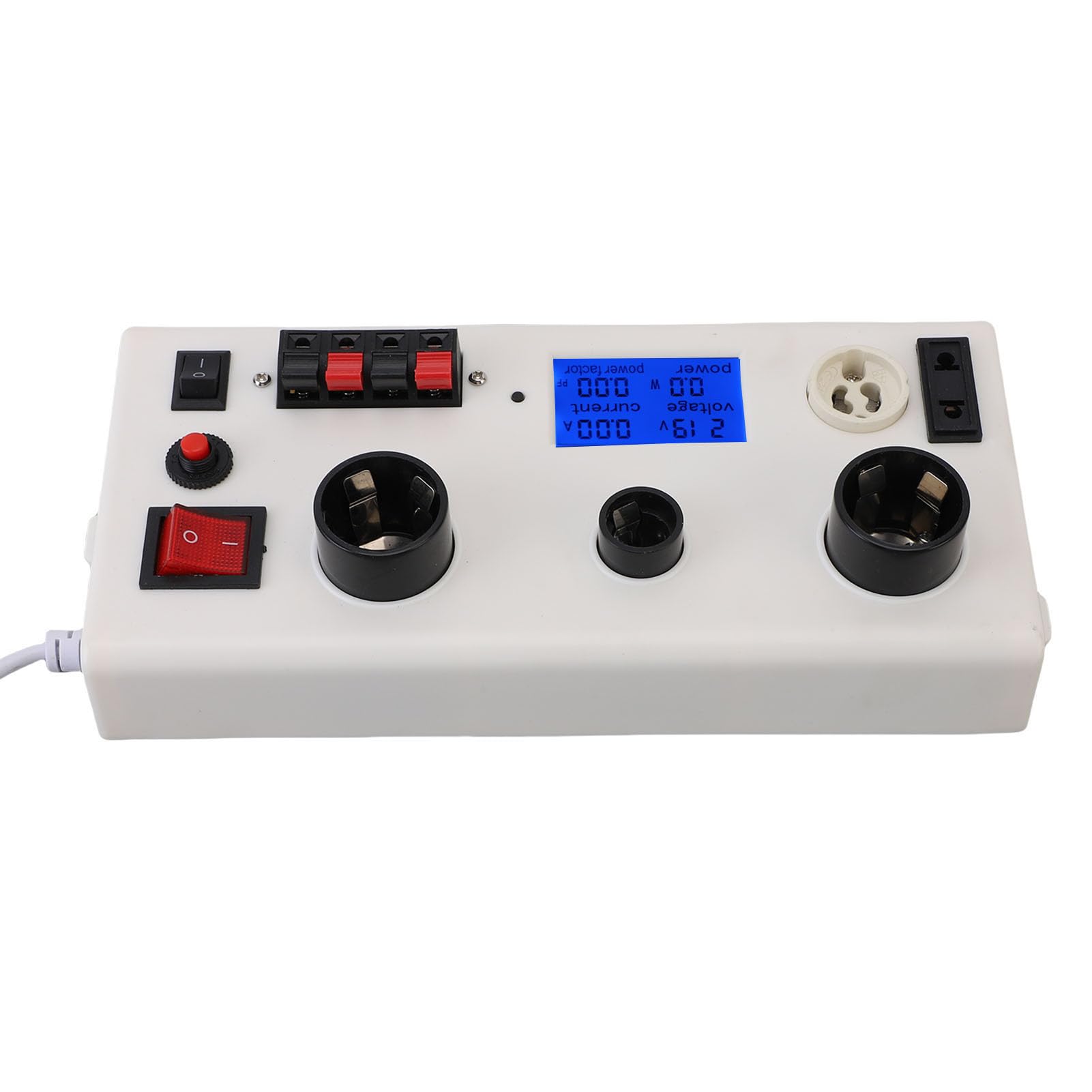 SEAFRONT Tester di Potenza della Lampadina a LED Tester di Potenza di Tensione di Corrente Multifunzionale PF con Doppio Interruttore di Controllo per E27 E14 GU10 Test Presa (Spina UE 85-265 V)