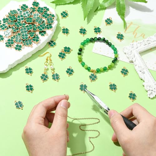 100pcs Lucky Charms St. Patrick's Day Four Leaf Clover Green Charms for DIY Jewelry Making - Image 5