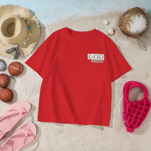 Image of KEEVICI Boys God is Good Shirt Christian Faith Shirts for Kids Jesus Beach Palm Tree Hawaiian Tshirt Graphic Tees Cotton Tops