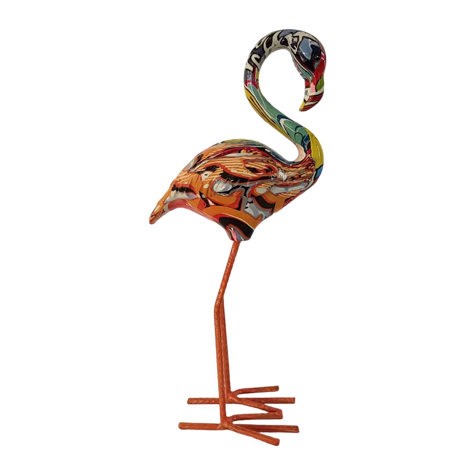PIXZCSA Statement With Colorful Flamingo Statue Addition To Patio Decor Flamingo Garden Statue Sculpture Outdoor Yard Art Home
