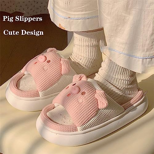 Jfxgjuv Pig Slippers, Cute Pig Slides for Women Cute Pig Cartoon Animal House Slippers Non-Slip Open Toe Thick Sole Beach Pool Shower Shoes Bathroom Sandals3