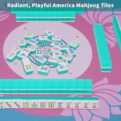 Juego de Mahjong Americano con 166 fichas y 2 dados miniatura 4