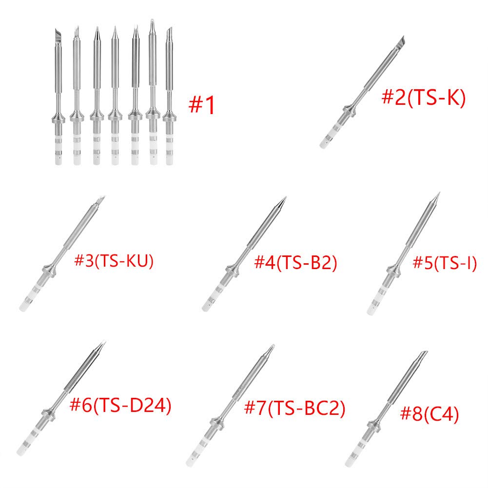 Punta per saldatore, mini punte per saldatore in acciaio inossidabile di ricambio per saldatore TS100 con 7 tipi(TS100 7PCS)