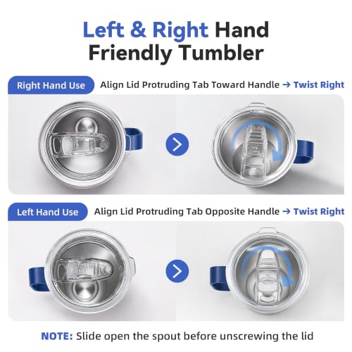 Image of 30 oz Stainless Steel Tumblers Bulk with Handle and Lid, 8 Pack | Powder Coated, Double Wall Vacuum Insulated, Leak Proof Lid, Keep Drinks Cold and Hot, for office, party, camping, Navy